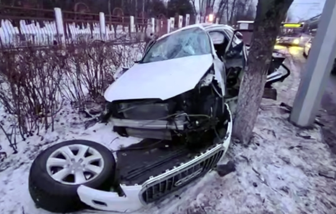В Бобруйске водитель Audi врезался в придорожное дерево