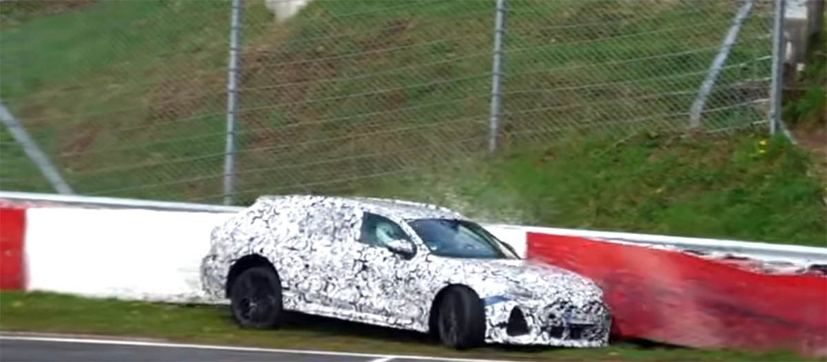 Новый Audi RS6 врезался в отбойник во время тестовых заездов на Нюрбургринге